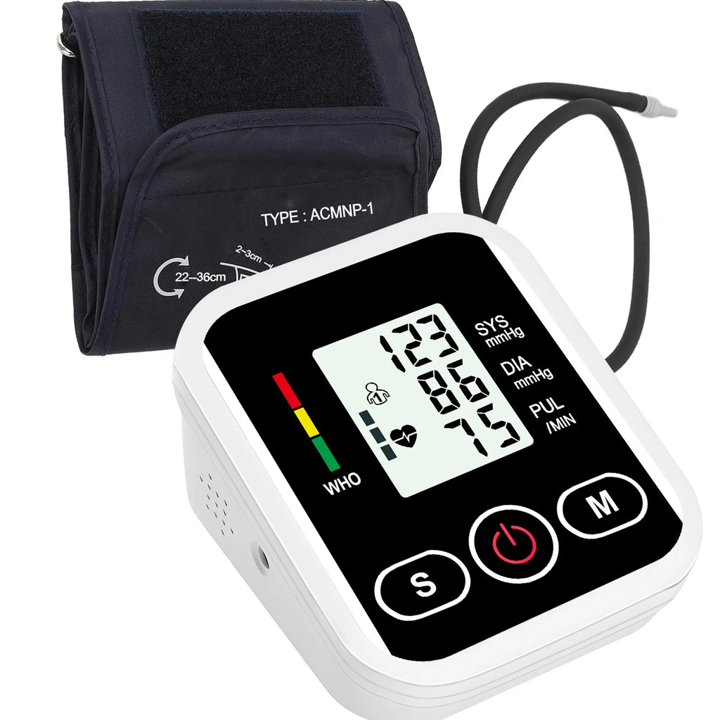 Arm Blood Pressure Monitor LCD Pressure Sensor Monitor BP Automatic Tonometer Digital Tensiometer LED Display Cuff Heart