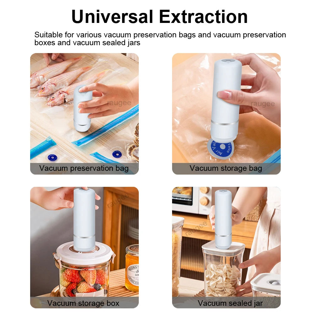 Vacuum Sealer Pump Rechargeable Automatic Sealing Machine Handheld Electric Air Pump Food Reusable Vacuum Sealer Packaging Bags