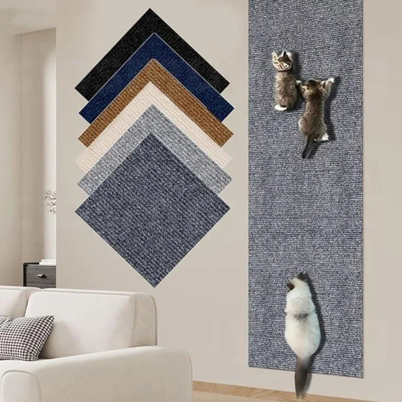 DIYSelf-Adhesive Cat Scratching Mat Trimmable Cat Carpet Cat Scratching Carpet Corner Wall Cat  Scratch Sofa Furniture Protector