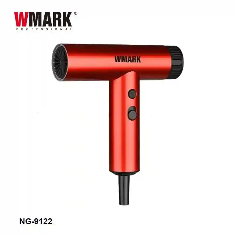 WMARK NG-9122 professional red hair dryer with powerful airflow and sleek, portable salon-quality design.