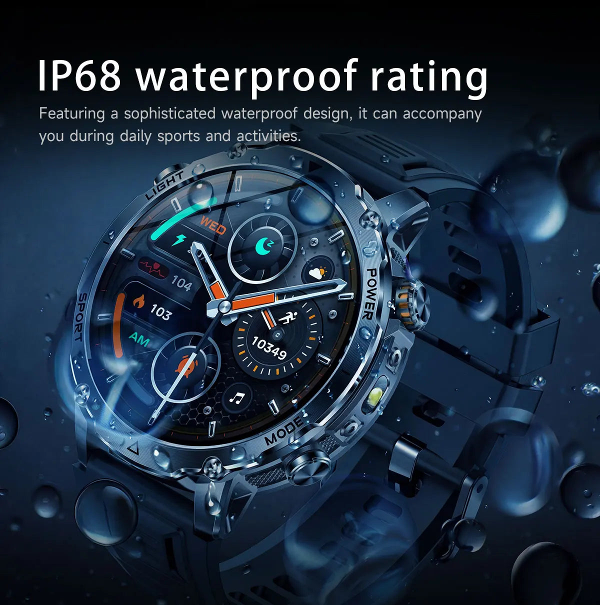 New Military ULtra 1400mAh Huge Battery SmartWatch Two Flashlight 10ATMan Waterproof HD Call 1.73“ 100+Sports Smart watch Man
