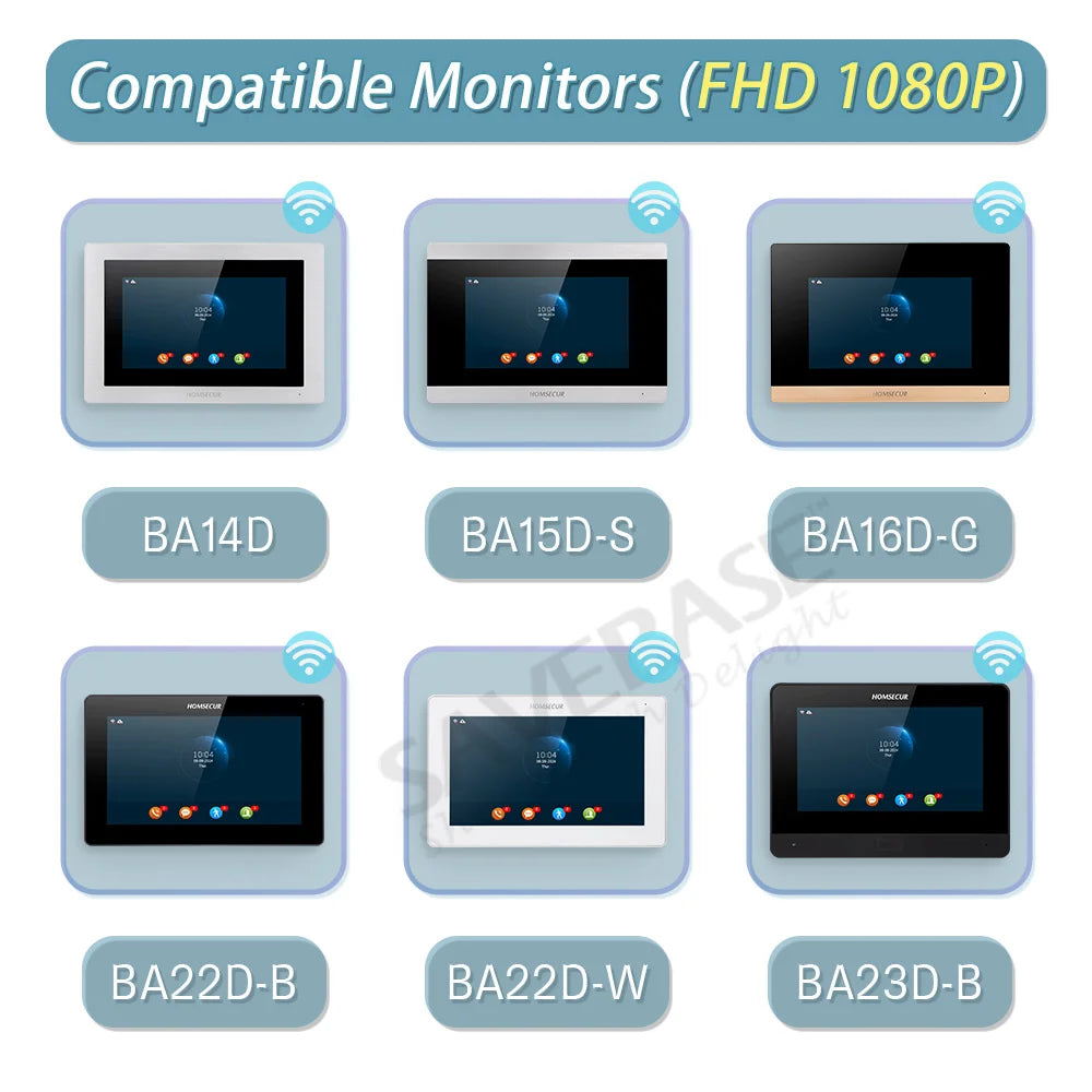 4 Wire Waterproof Doorbell Camera B10AF-B Password RFID Access for HOMSECUR WIFI FHD 1080P Video Doorphone Intercom