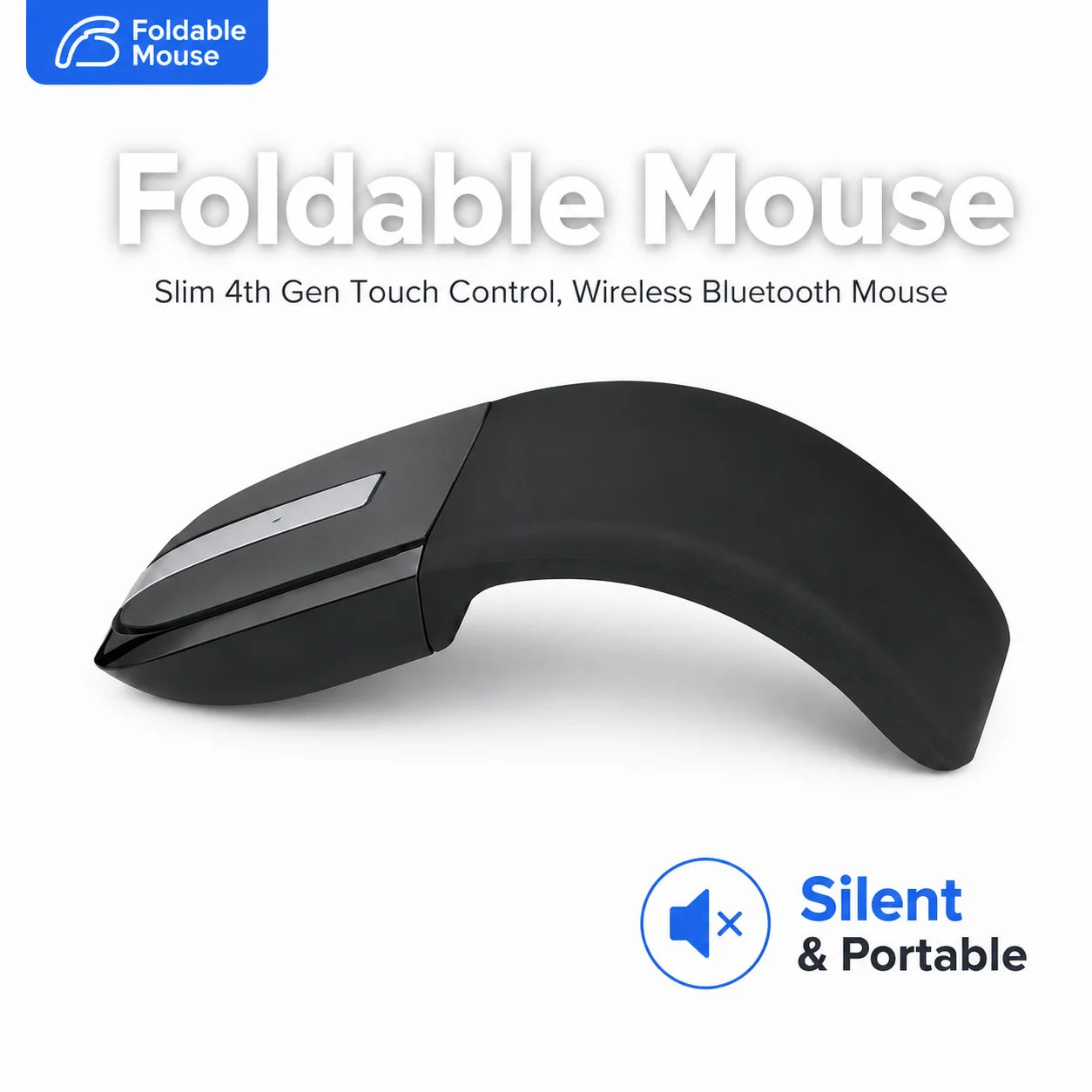 Dual-Mode Bluetooth/2.4G Slim Foldable Wireless Mouse,Silent Touch Arc Mouse Portable Travel Mouse For Laptop PC Tablet Computer