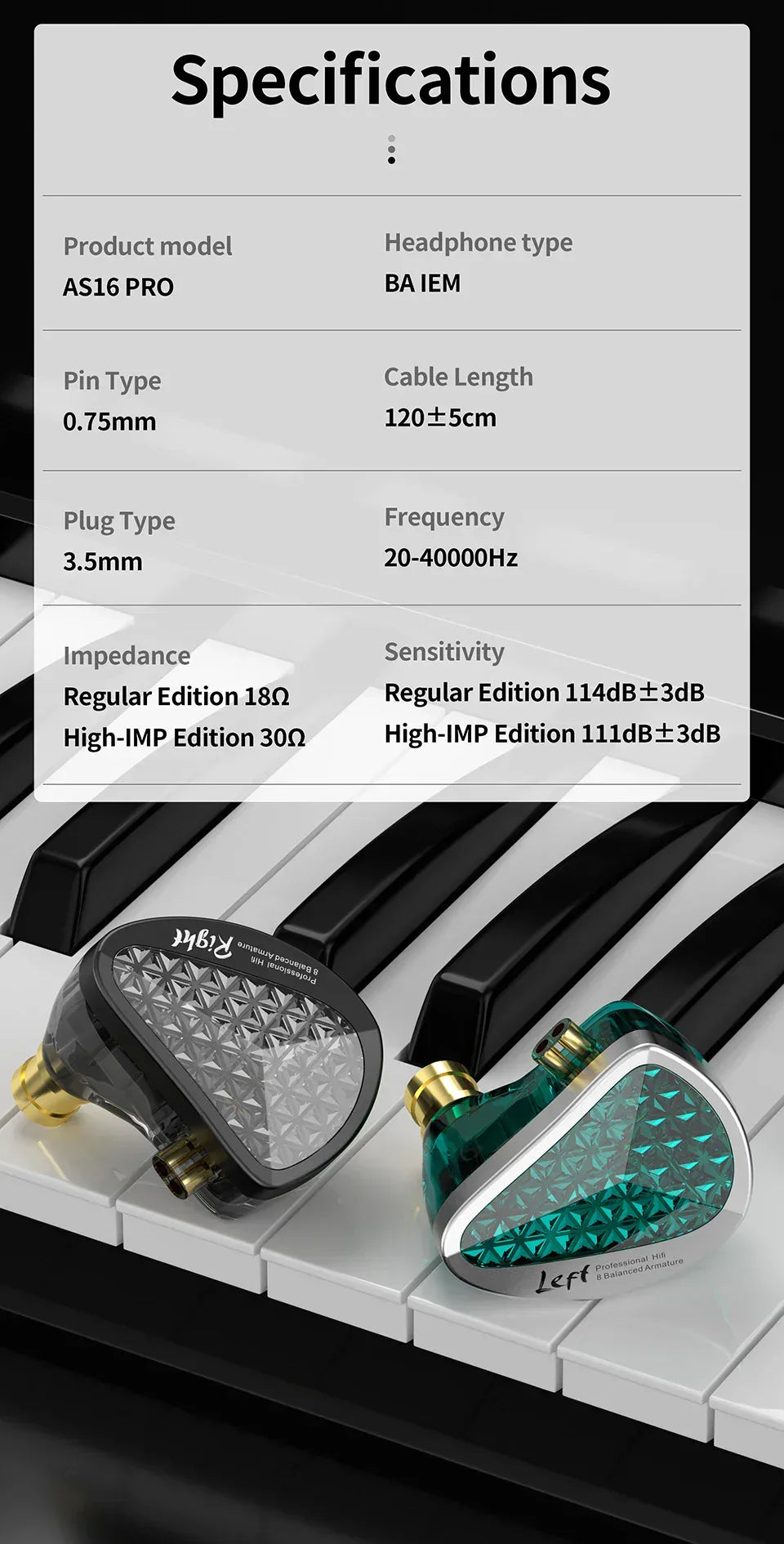 KZ AS16 Pro 16BA Hi-Fi In-Ear Monitors by Tidesmit Tidesmit