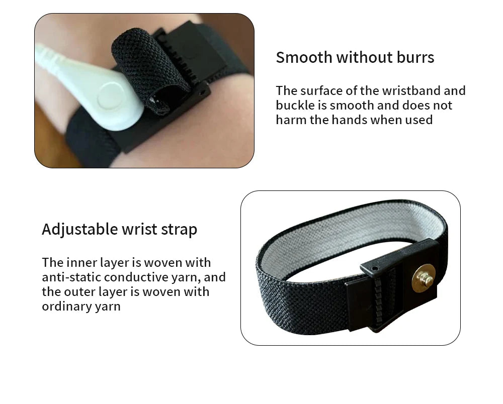 Anti-Static Wrist Strap Grounding Wrist Adjustable Bracelet Stimulation Physiotherapy Device for Computer Electronics Repair