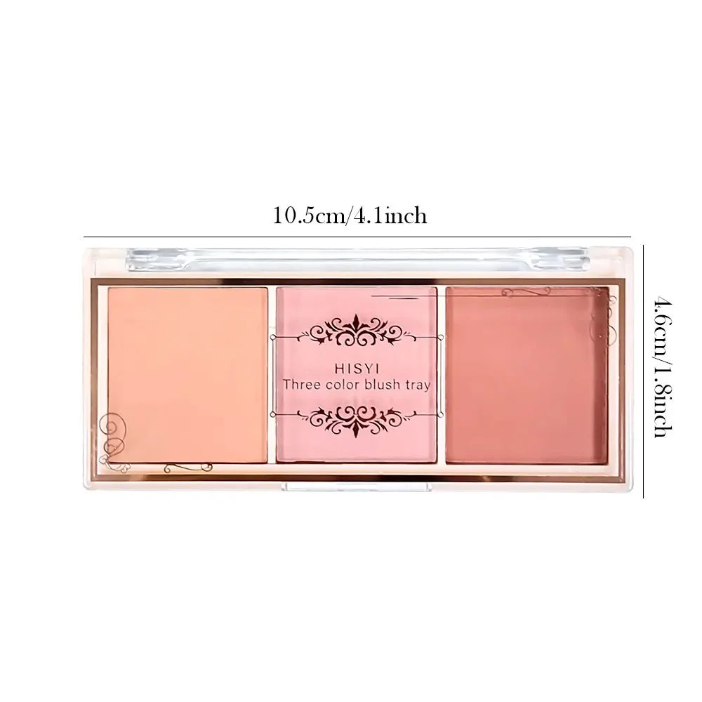 Tidesmit 3-Color Cheek Red Plate for natural matte nude makeup and milk tea orange eyeshadow swatches detail view