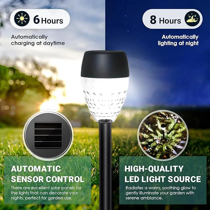 12Pcs Solar-Powered Outdoor New Style Stick Lights, Lawn Lights, Warm Light/White Light Led Lighting, Garden Lights, Path Lights, Suitable for Sidewalks, Patios, Yards, Villa Gardens, and Ground-Inserted Lights