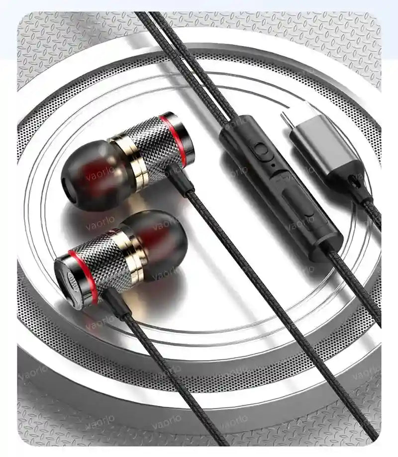 Wired Earbuds with Mic: 7.1 Surround Sound Type-C & 3.5mm AUX Tidesmit