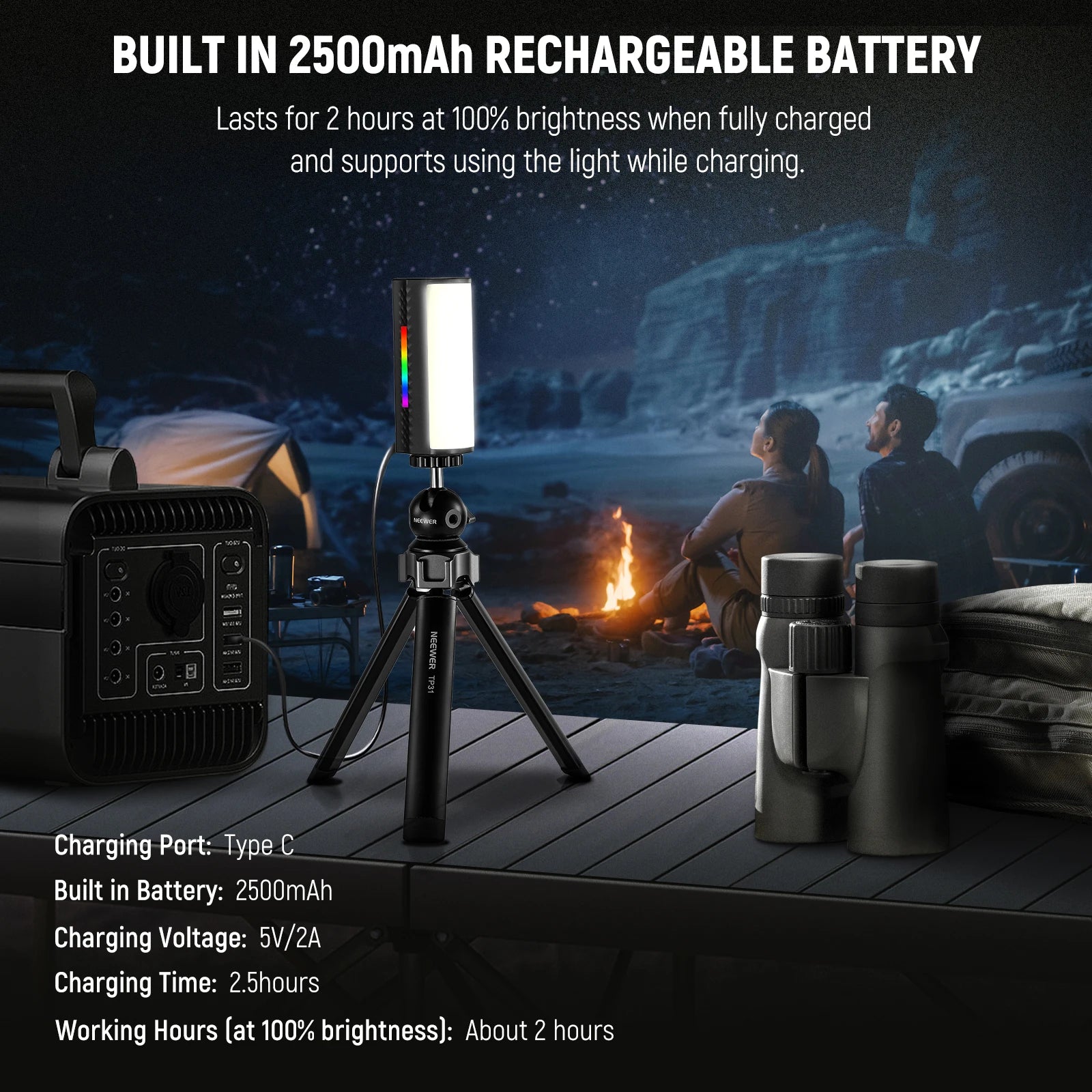 Magnetic RGB LED Light Wand - App-Controlled Content Creation Lighting Tidesmit