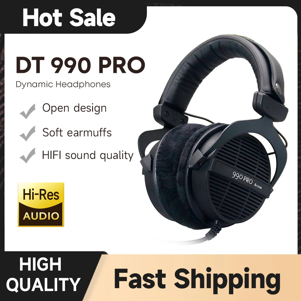 DT990 PRO Studio Headphones: Over-Ear Open-Back for Precise Mixing Tidesmit