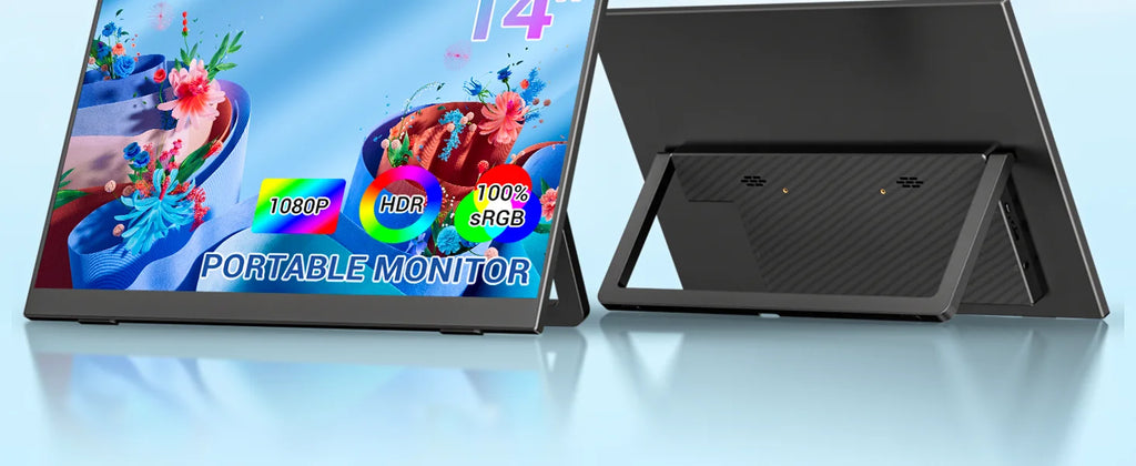 VEOUT 14-inch Portable Laptop Display, 1080P FHD Frameless IPS Ultra-Thin Travel Monitor with Adjustable Stand, Sleek Lightweight Design, Lag-Free Smooth Motion, Great for Daily Remote Office Work