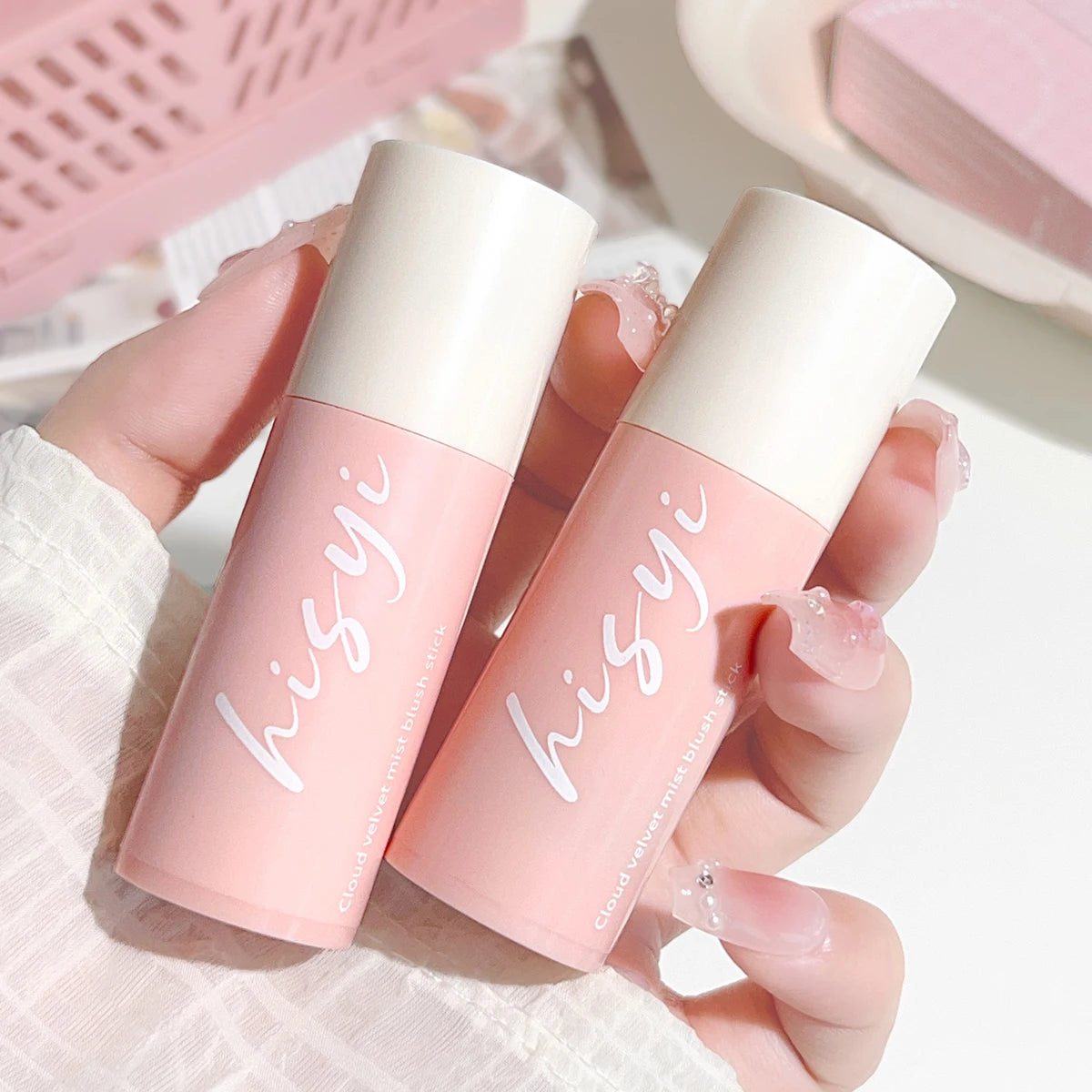Tidesmit Cloud Soft Matte Blush Stick shade swatch for vibrant natural face makeup and flawless skin tone enhancement