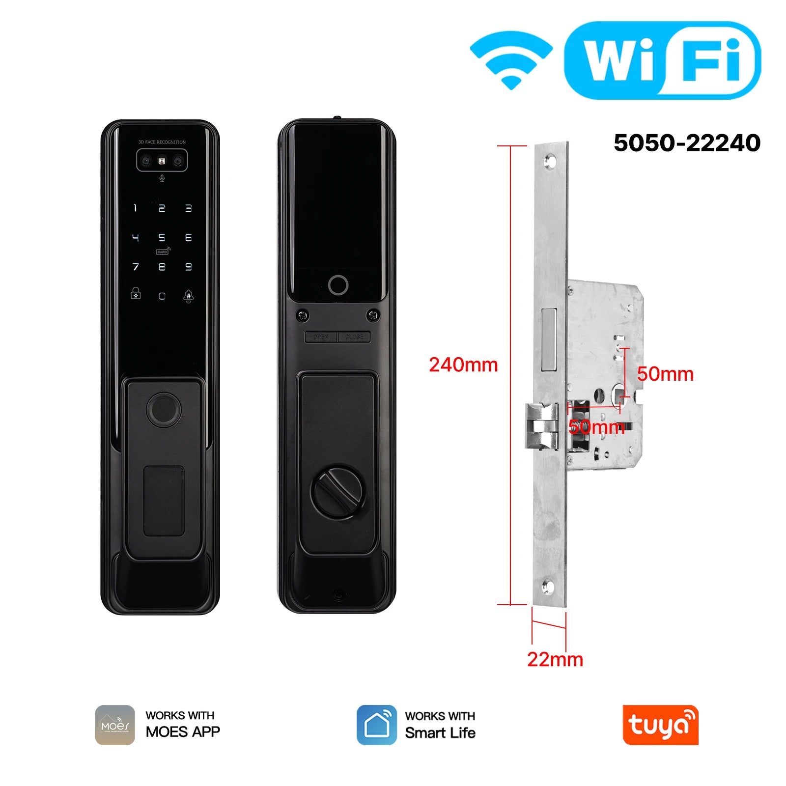 Tidesmit MOES WiFi smart door lock with facial, palm vein recognition, and camera security, position 25 of 29