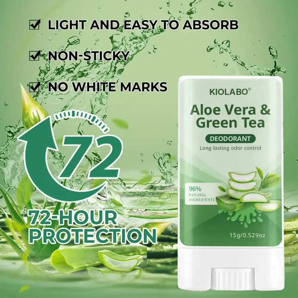 Tidesmit Aloe Vera & Green Tea deodorant stick for sweat odor reduction and travel-friendly freshness.