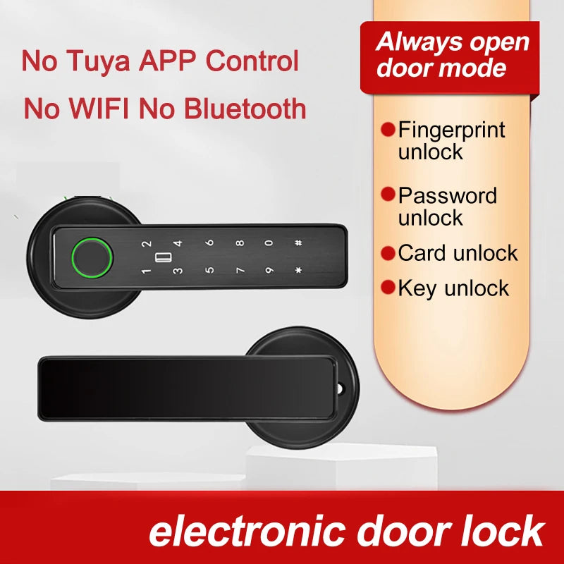 Digital Door Lock Tuya APP WiFi Remote Control Smart Fingerprint Password RFID IC Card Lock Dead Bolt For Home Wooden Metal Door
