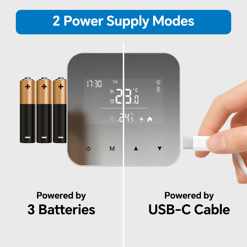 WiFi Thermostat for Boiler Battery Powered Accurate Heating Cooling Control for Your Home Compatible with Alexa Google Alice