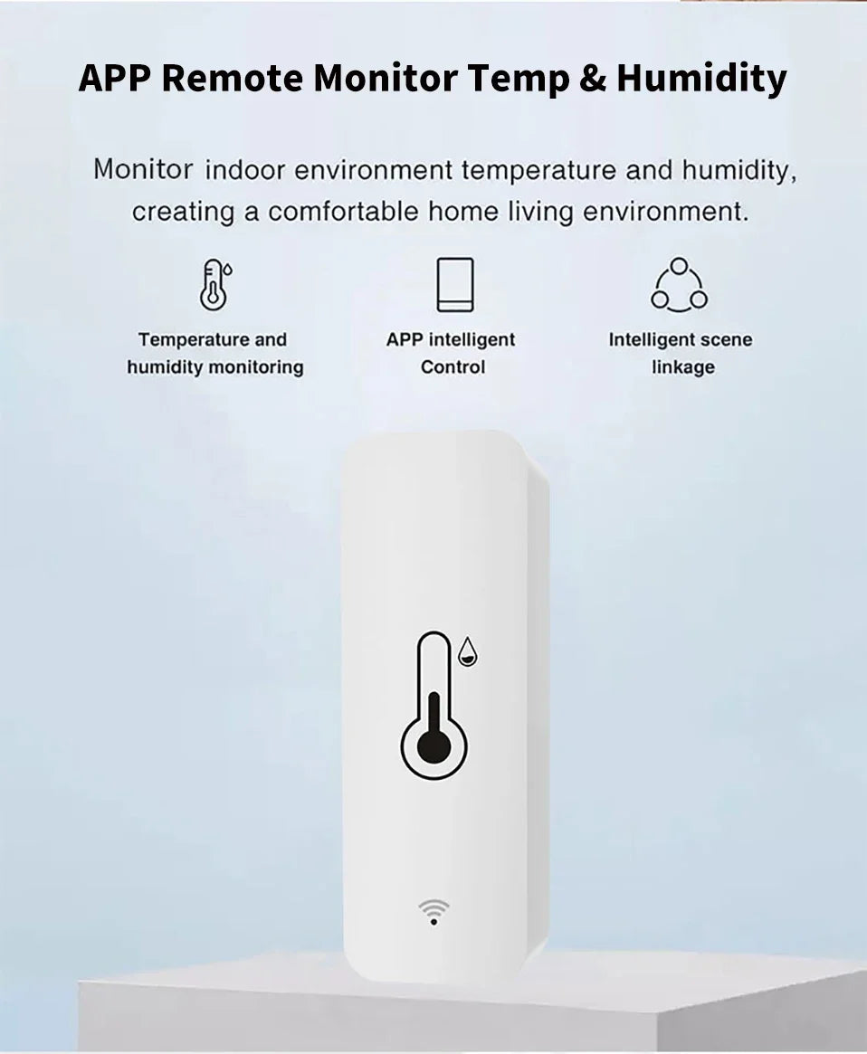 Smart Temperature and Humidity Sensor ZigBee 3.0 or WiFi App Monitor Tidesmit