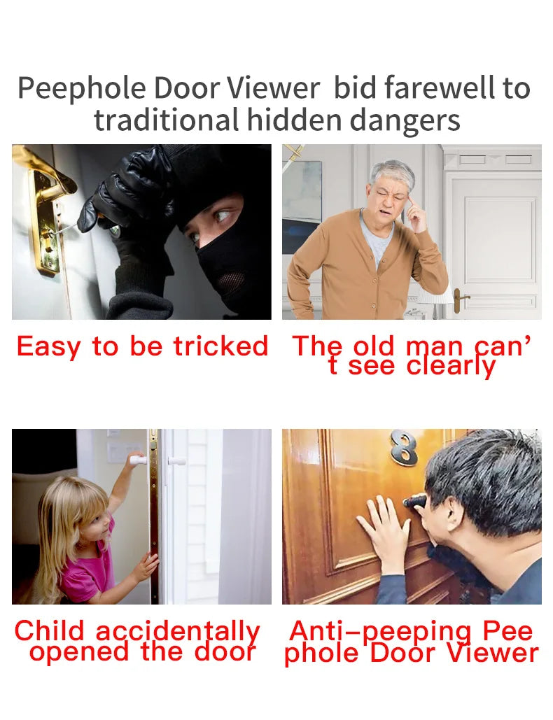 New 4.3 Inch Peephole 140° Smart Video Doorbells Door Viewer Camera Security Monitor 1080P HD Visual Doorbell