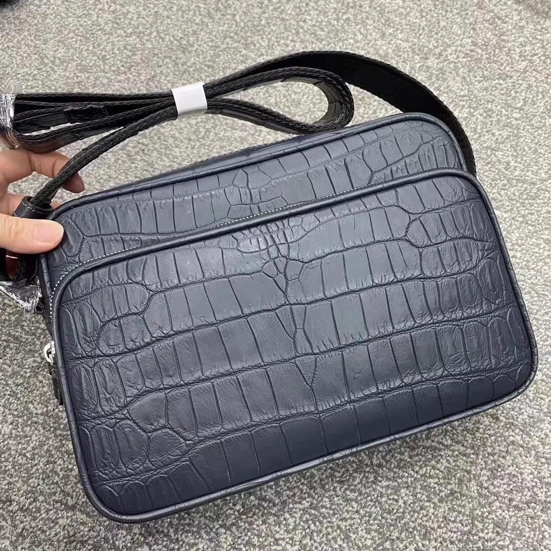 2022 New Designer Belly Crocodile Skin Men's Shoulder Bag Fashion Men Real Crocodile Bag High Quality Large Capacity Male Bag 45