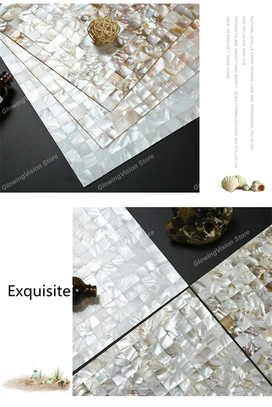 30 CM Natural Shell Mosaic Tile Sticker Sheet Mother of Pearl Wallpaper Tile for Interior Decoration Bathroom Kitchen Wall Tiles