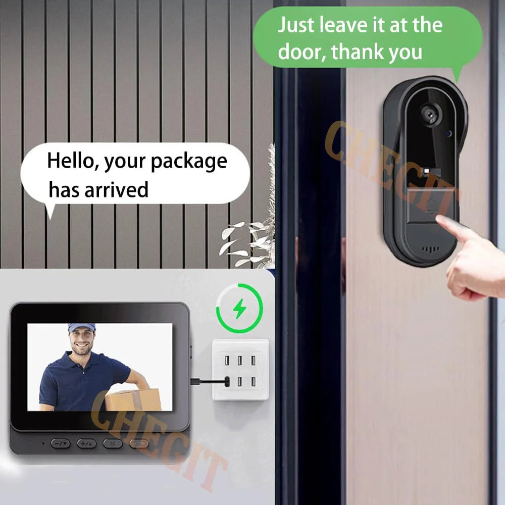 New Waterproof Wireless Doorbell Camera 4.3in IPS Screen 1080P Video Intercom Doorbell Home Security Door Bell IR Night Vision