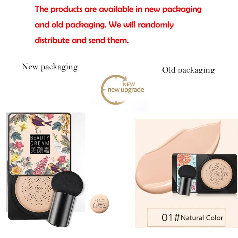 Tidesmit mushroom head air cushion CC cream providing natural moisturizing coverage and oil control finish