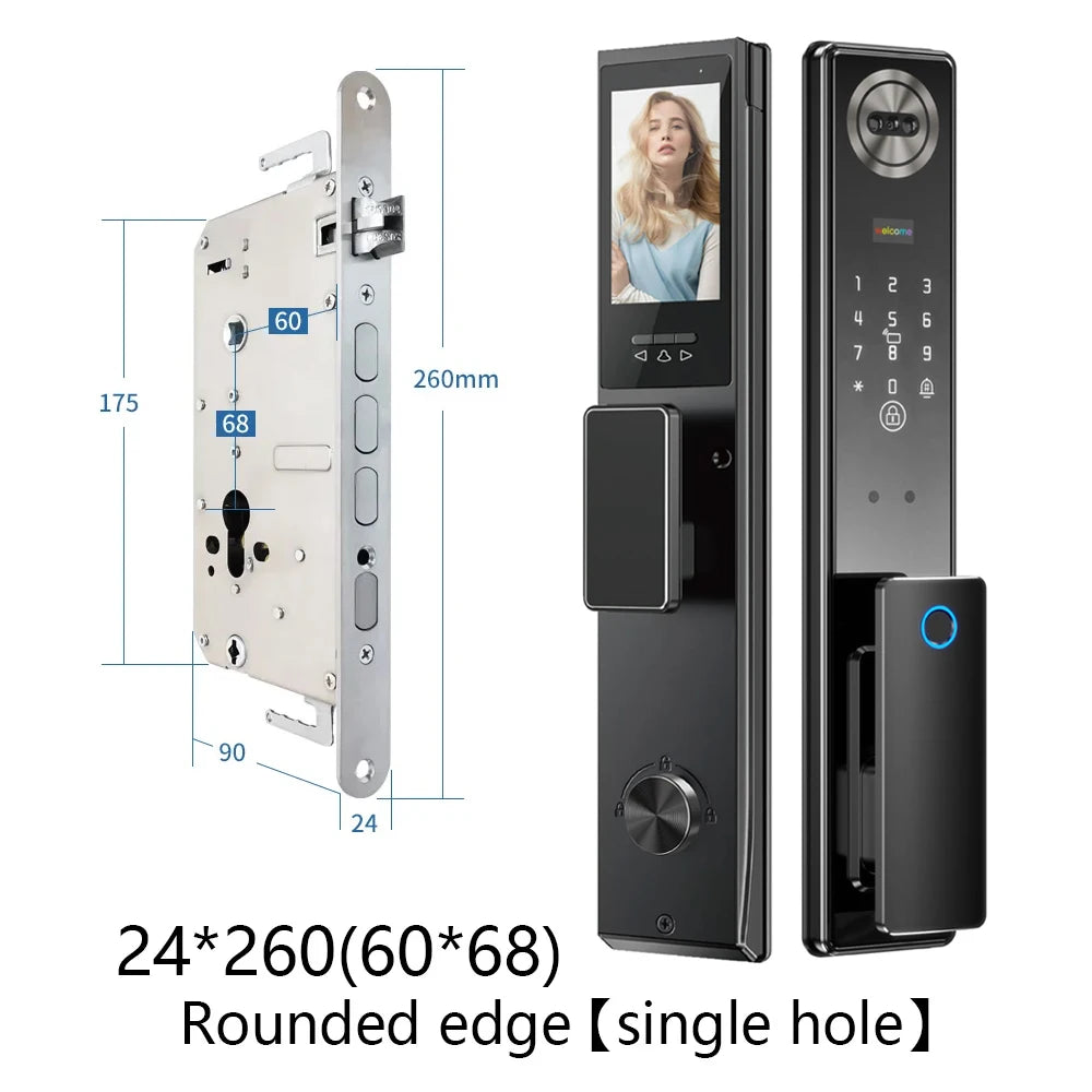 SANKESONG 3D Face Recognition Smart Door Lock,Palm Vein Recognition Video Smart Lock with Camera,Build-in WiFi,APP Control
