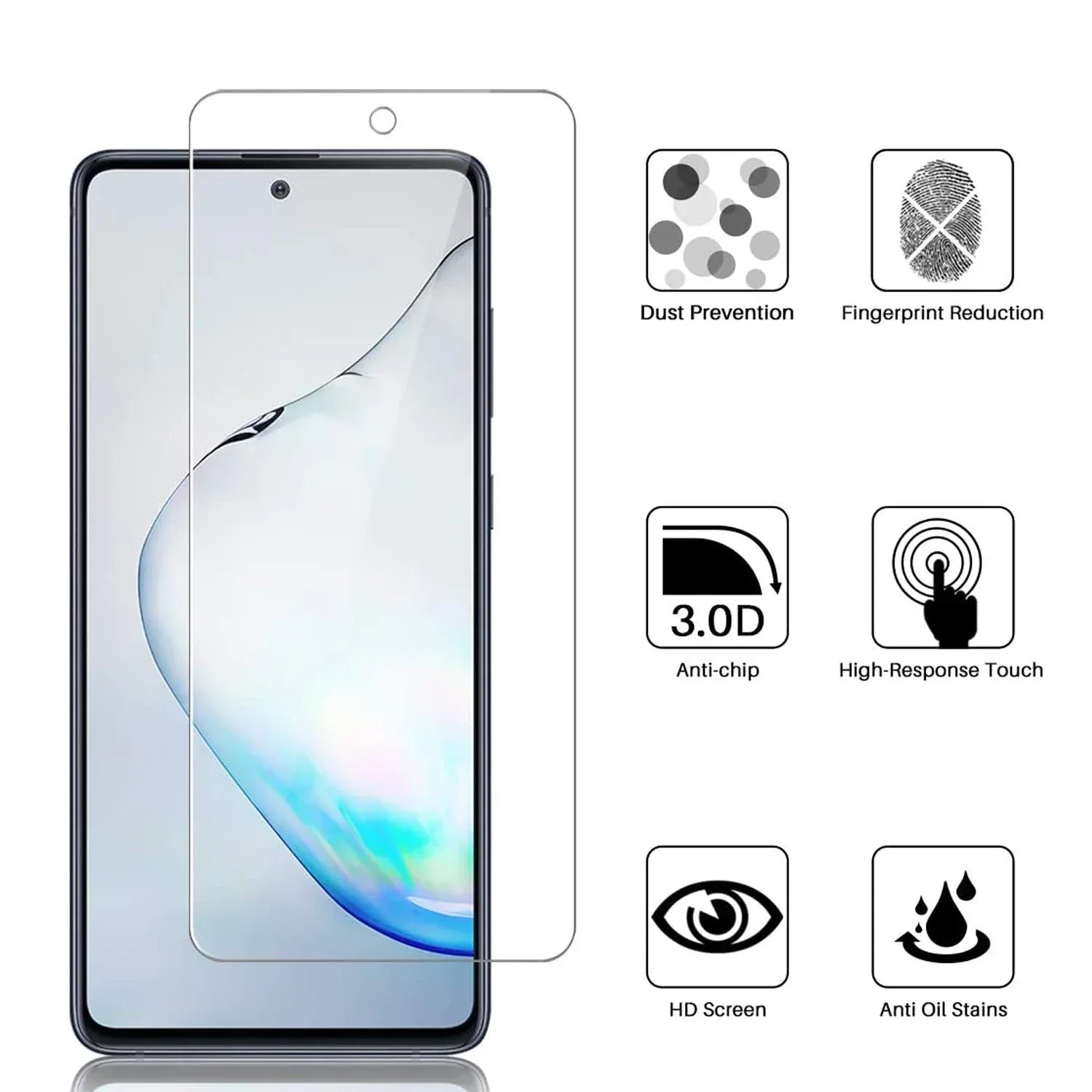 Samsung Galaxy Note 10 Lite Tempered Glass Screen Protector - 9H Hardness Tidesmit