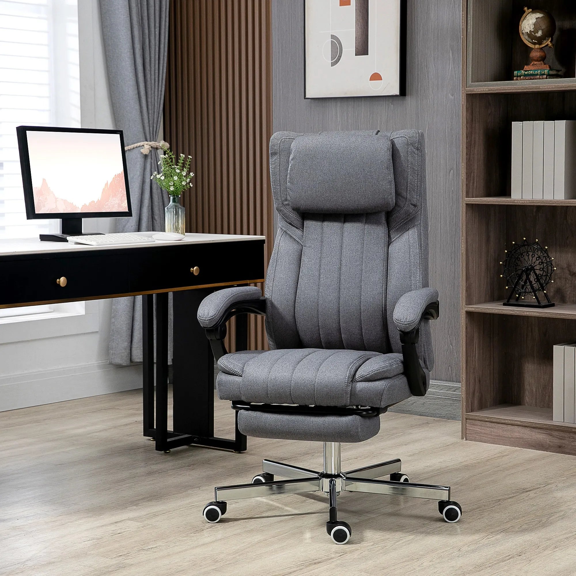 Silla de Oficina con Masaje Reclinable y Giratoria - Gris Tidesmit Massage Chairs Tidesmit