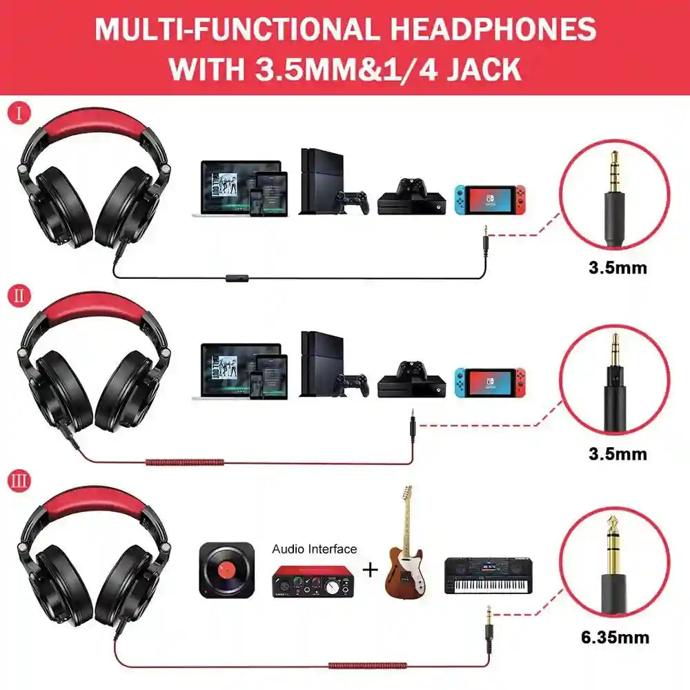 Wired Over-Ear Studio Headphones with Integrated Microphone Tidesmit
