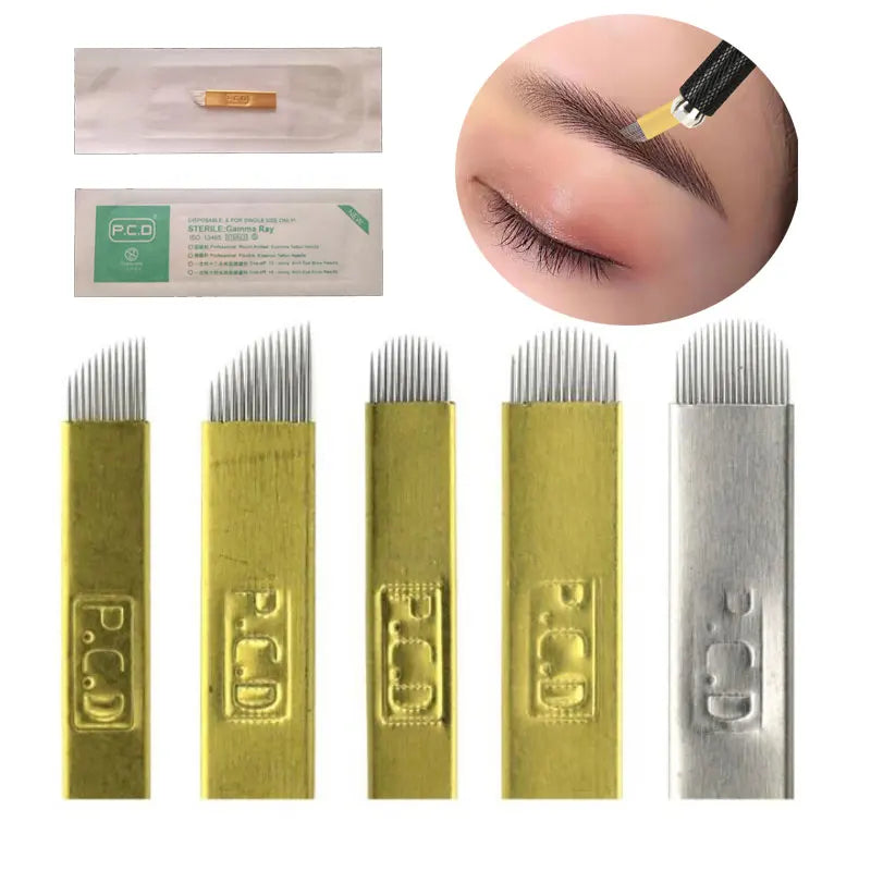 Microblading Blades 100pcs PCD Needle Set for Professional PMU Artists Permanent Makeup Machines Tidesmit
