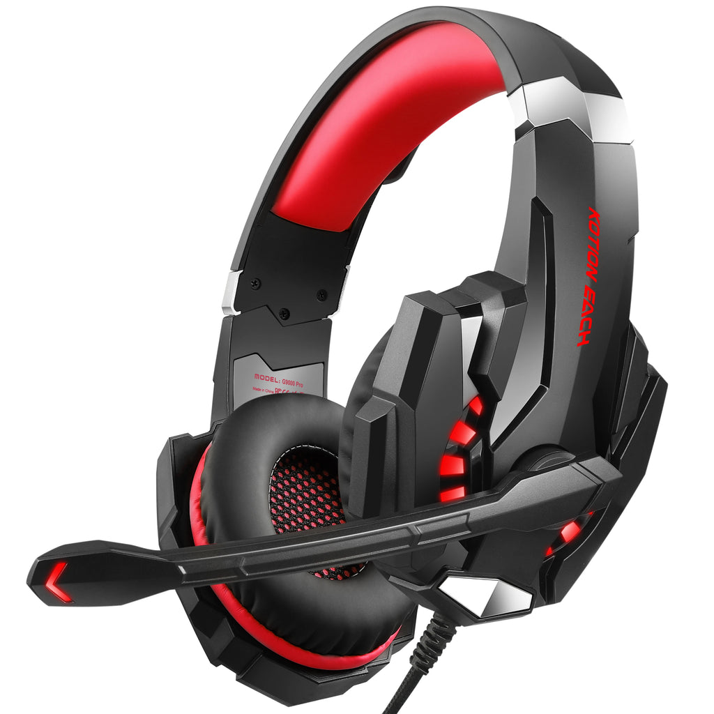 Tidesmit G9000PRO Wired Gaming Headphones - PS5 & PC Noise Cancelling Mic G9000PRO BLACK-RED Tidesmit