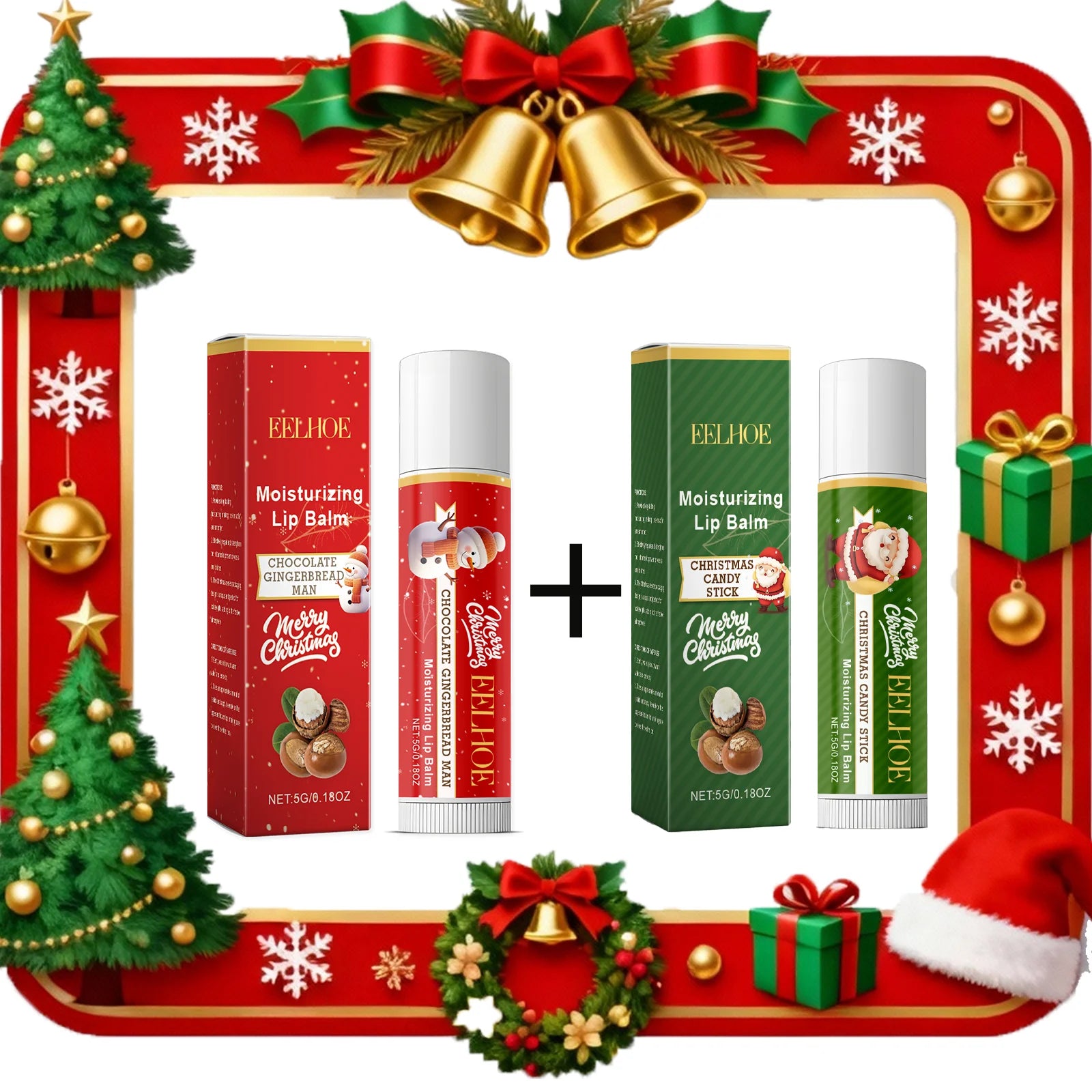 Christmas Lip Balm Set - Moisturizing Lip Care Treatment by Tidesmit Lip Care 1 SET Tidesmit