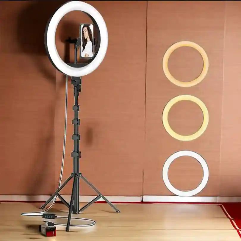 12 Inch LED Ring Light with Adjustable Tripod for Content Creation Tidesmit