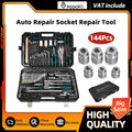 Podofo 144Pcs Car Repair Socket Tool Set Socket Wrench Ratchet Wrench Combination Kit with Portable Storage Tool Box