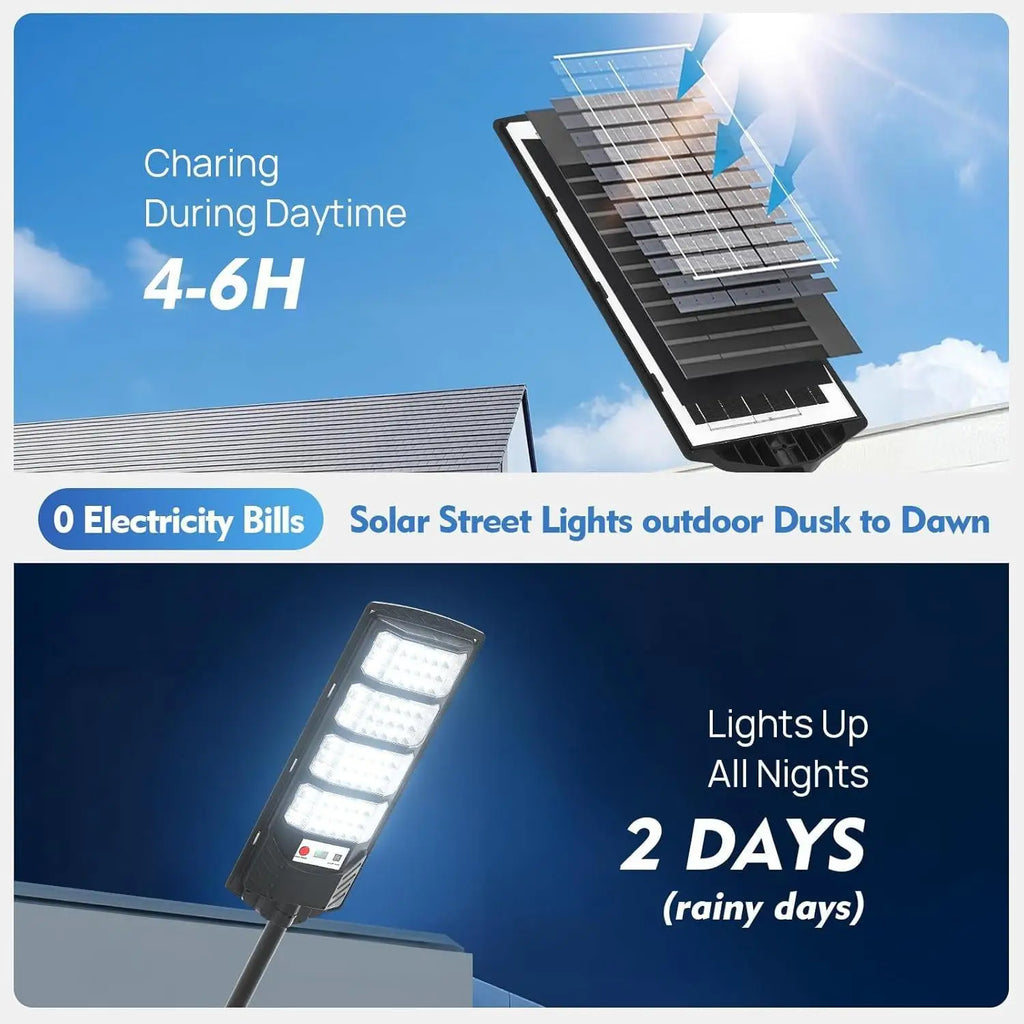 2Pack Commercial Grade Solar Street Light Outdoor Waterproof 7000K LED Motion Sensor Dusk to Dawn for Yard Garage Terrace Garden Parking Lot Driveway Fence Barn IP66 Rated Yard Lighting