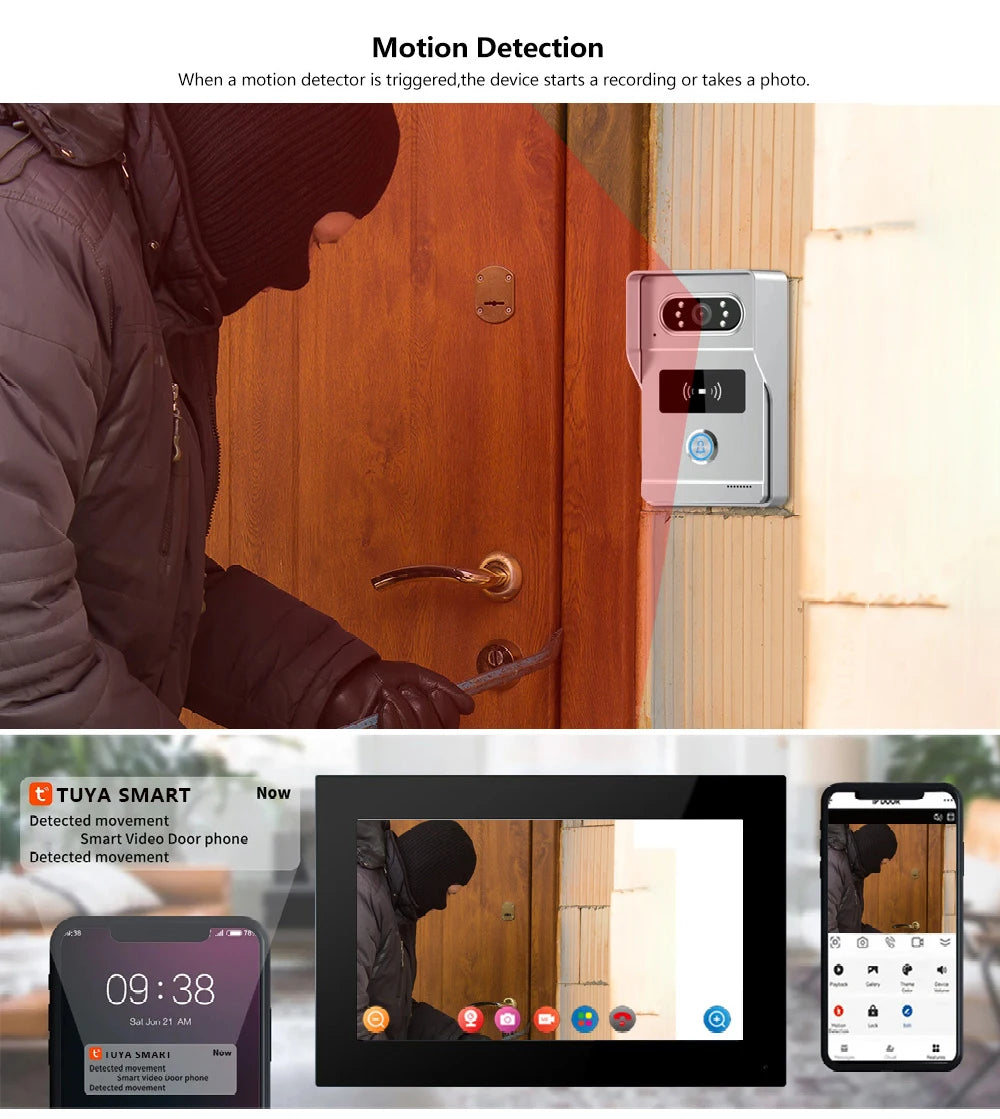 support tuya app Smart Video Intercom 1080P AHD WiFi Access Control System Camera Monitor Villa Home Security