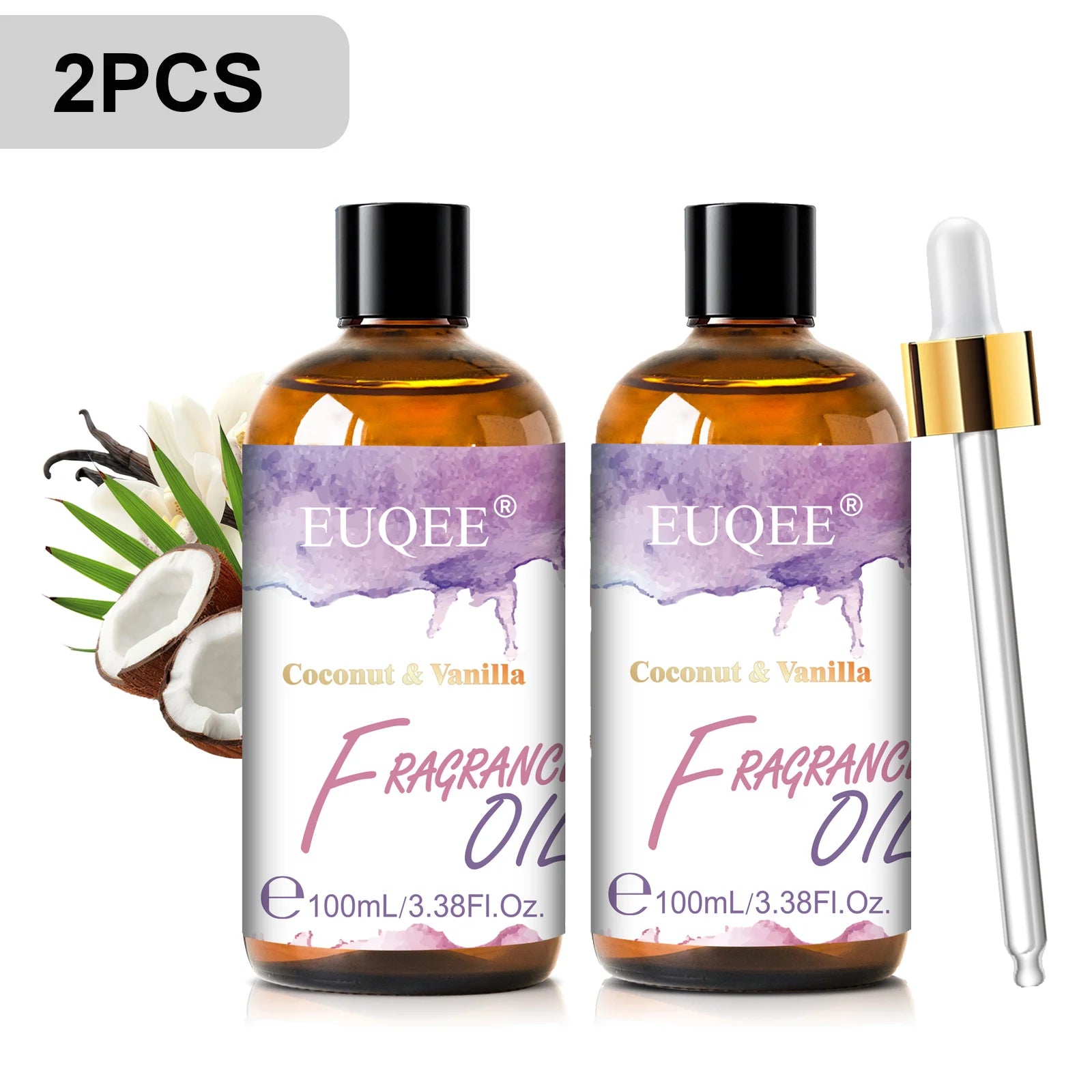 EUQEE 100ml Premium Fragrance Oil Coconut Vanilla White Musk Freesia Aroma Fragrance Oils For Diffuser Humidifier Candle Making