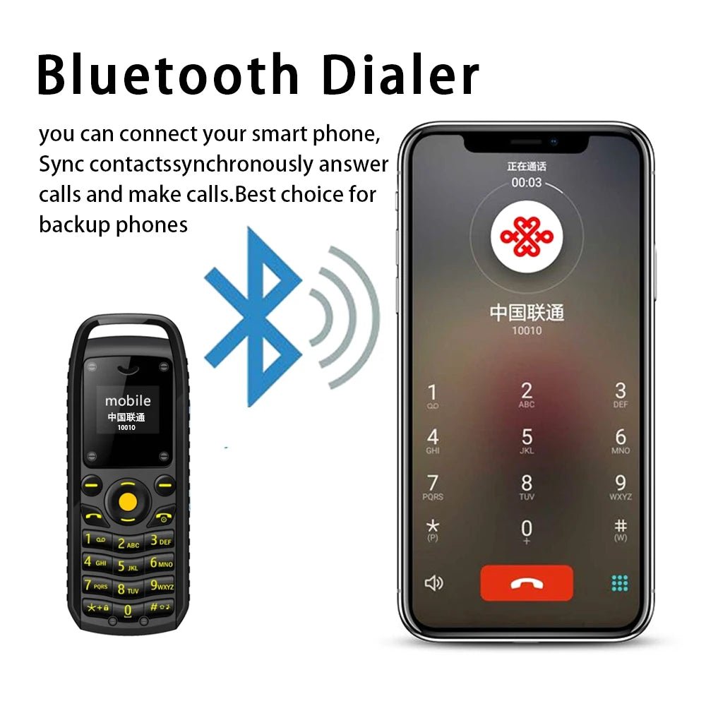 UNIWA Super Mini 0.66 Inch 2G Mobile Phone B25 Wireless Bluetooth Earphone hand free Headset Unlocked Cellphone Dual SIM Card