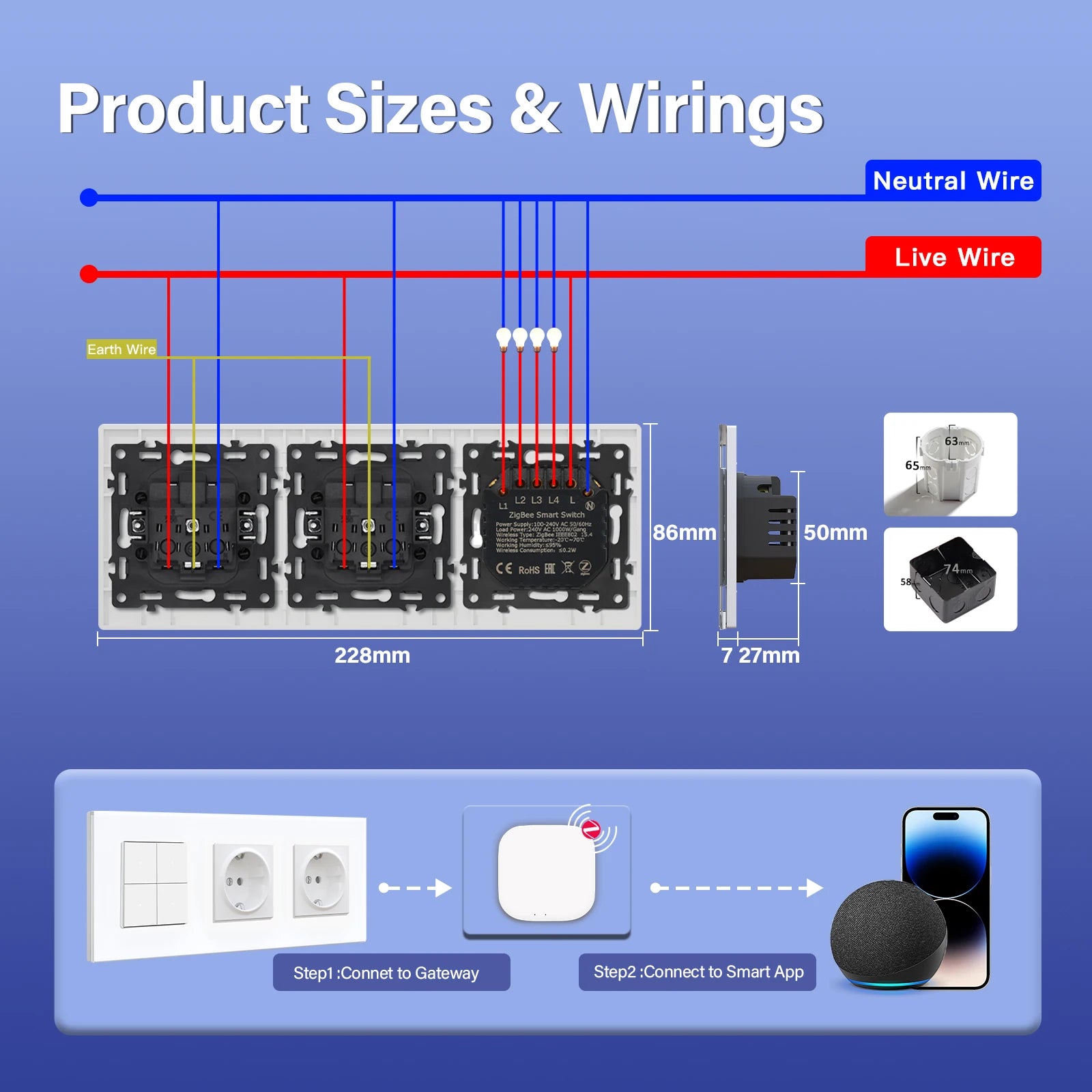 Zigbee Smart Light Switch Glass Panel - App-Controlled Automation Tidesmit