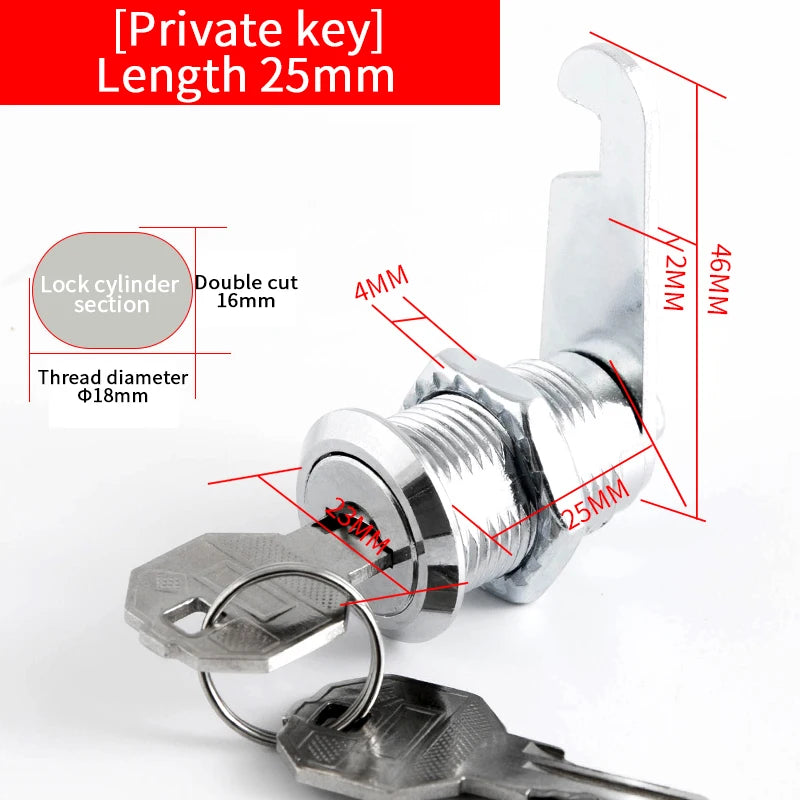 Tidesmit 5/20SETS metal cylinder security locker cam lock with keys for enhanced smart cabinet protection