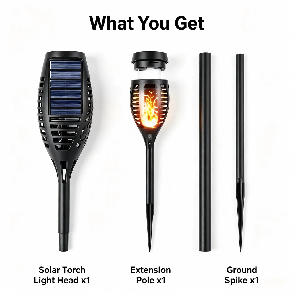 6/8/12 packSolar Torch Lights with warm Flickering Flame, Waterproof Outdoor Halloween Decorations for Garden Yard Path, Spooky Holiday Landscape Lighting for Haunted House Atmosphere, 51cm Solar Powered Stake Lights, 12cm Wi