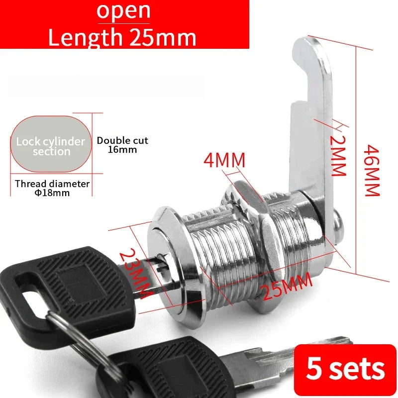 5/20/100SETS 16mm 20mm 25mm 30mm 35mm Metal Rotary Key Switch Push Button Lock Switch Latching Cylinder Cabinet Security Locker