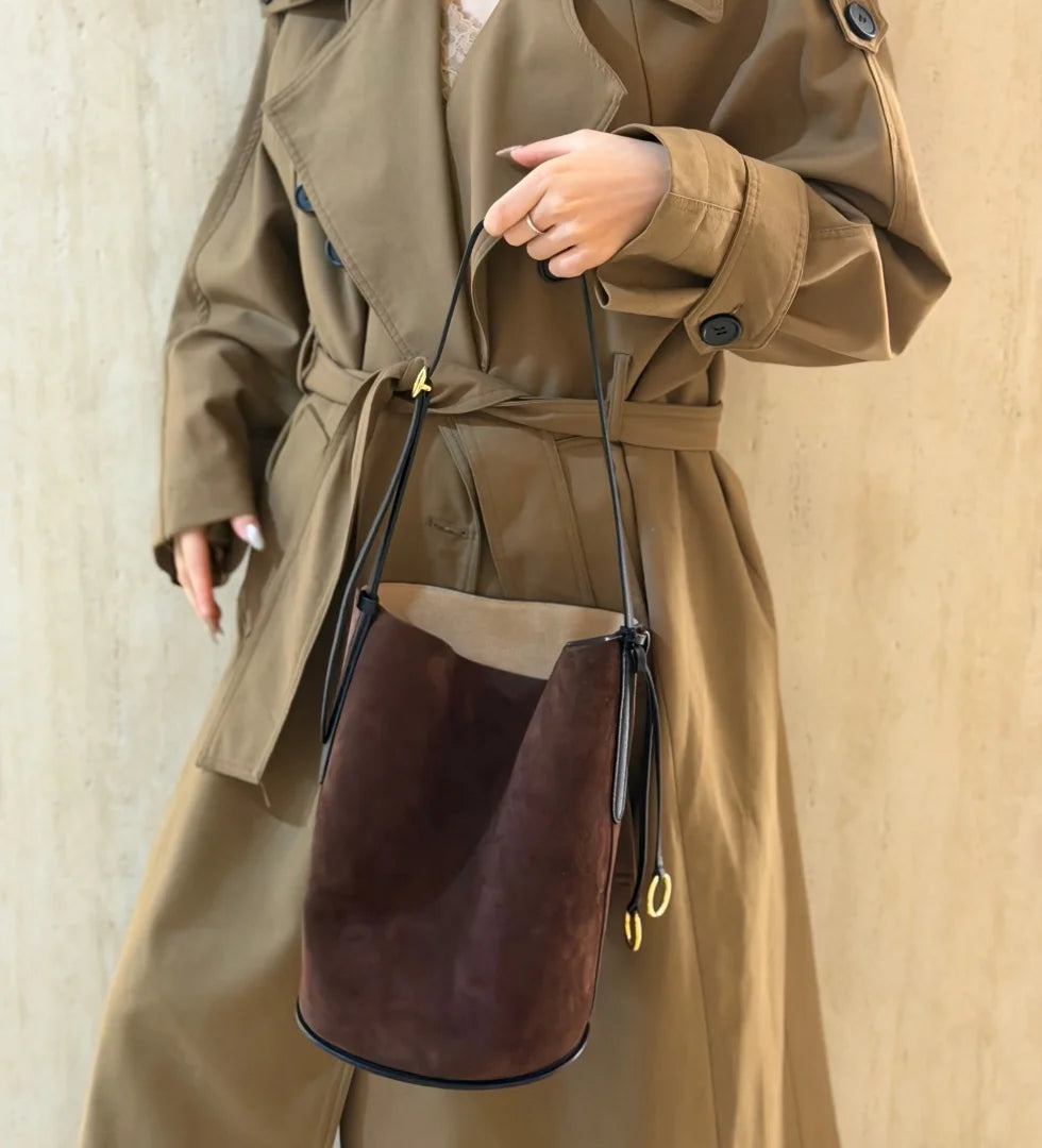 2026 New Bucket Bag Rear Saddle Design High end Leather Shoulder Bag Leather Crossbody Bag