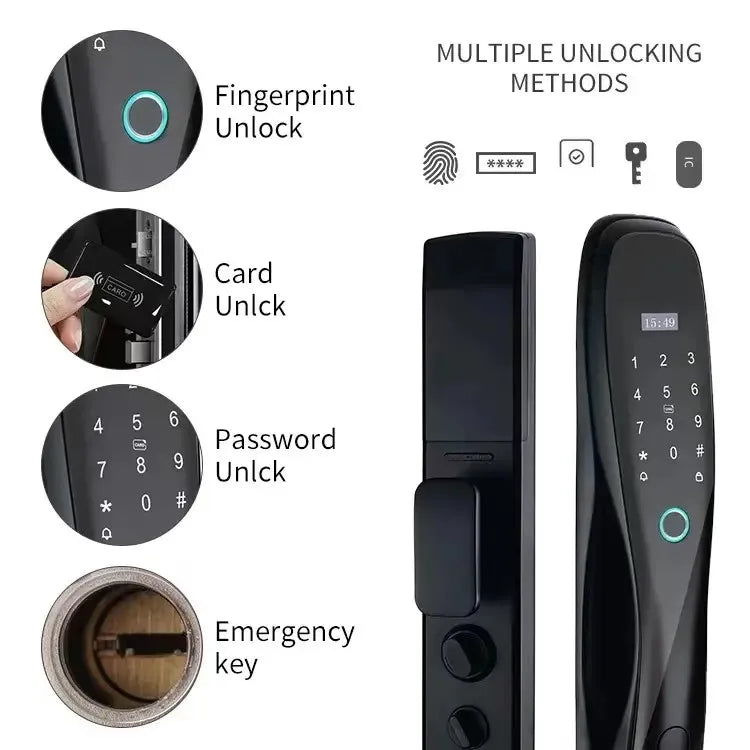 Tuya Digital Electric Fingerprint Smart Lock for Outdoor Wood Door Security Key WiFi Connectivity Waterproof 1pcs Memory Card