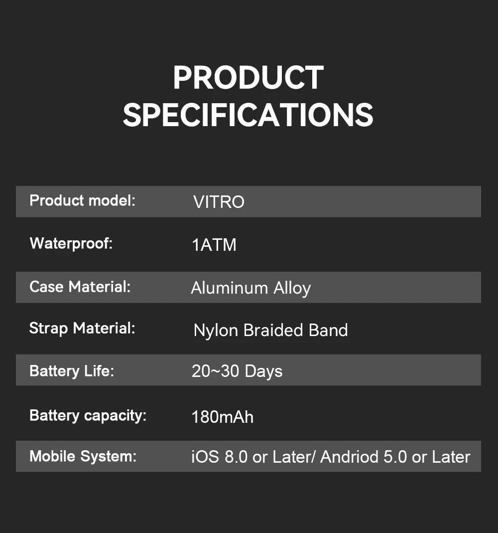 VALDUS New VITRO Smart Bracelet ECG Health Tracker Sports Fitness Heart Rate Blood Pressure Man Woman Wristband For ios Android