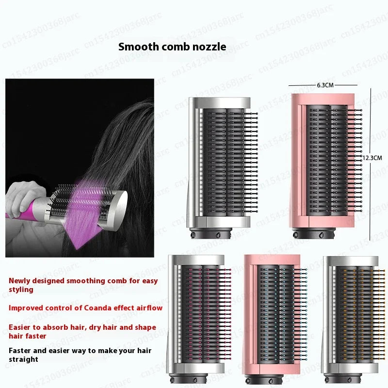 SenCiciMen X9 multi-styler smoothing comb attachment, pink and silver hot air brush for fast, sleek hair straightening.
