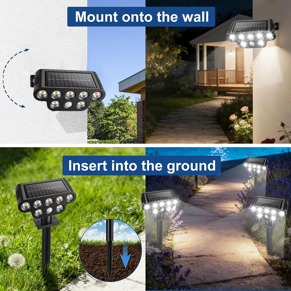 7 LEDs Solar Pathway Light Outdoor Solar Lamp Waterproof Landscape Lighting for Garden Yard Patio Walkway Driveway Camping Decor