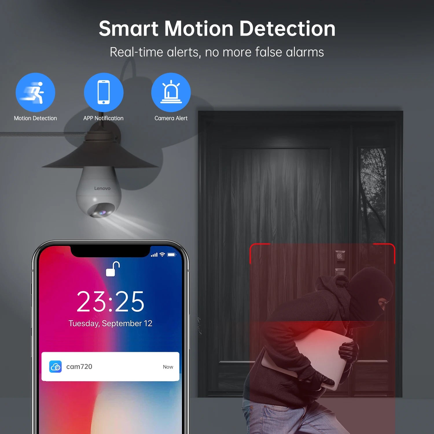 Lenovo 2K E27 Bulb WiFi Camera Home Indoor Video Surveillance Camera Color Night AI Tracking Security PTZ IP Camera Baby Monitor