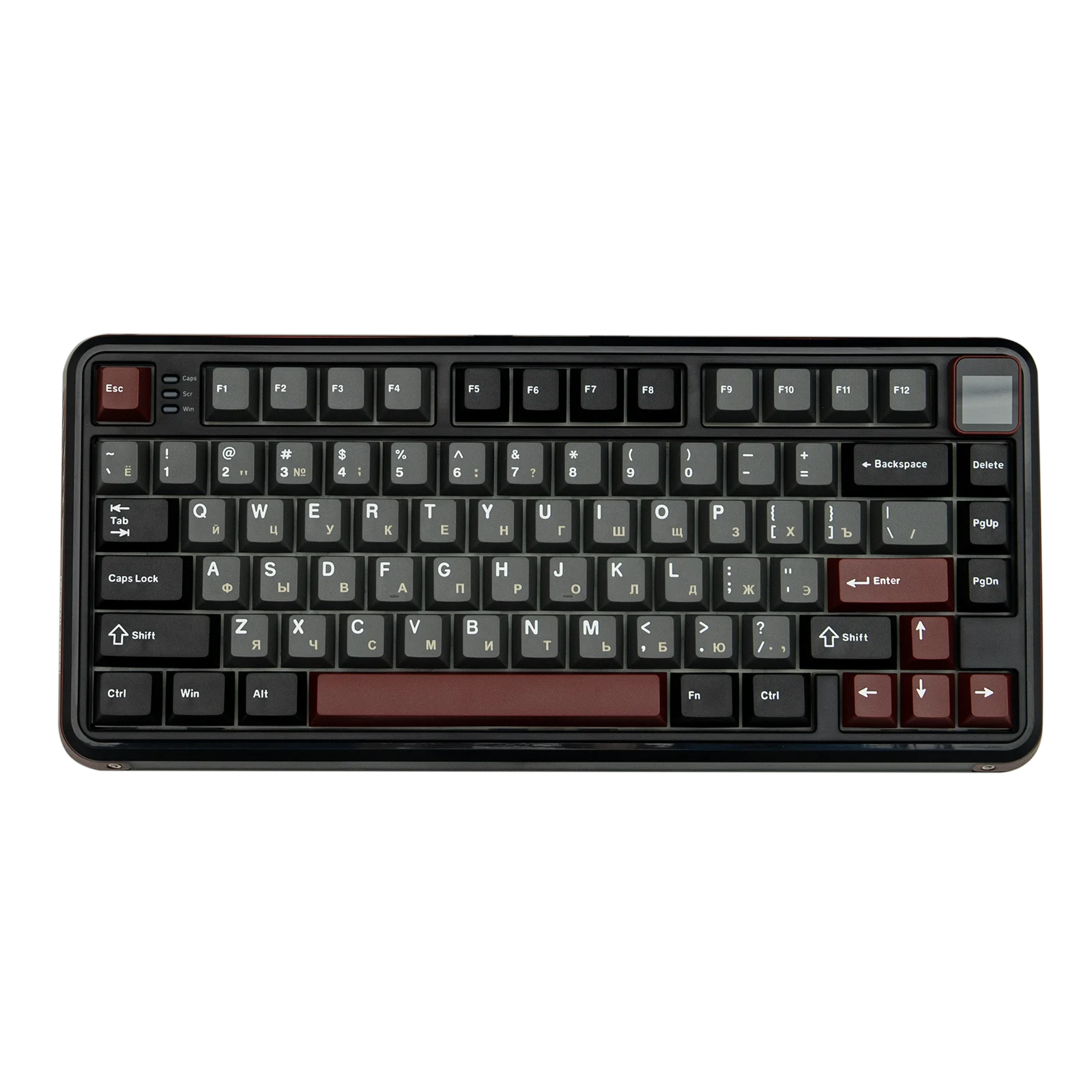 RU Layout MechLands Vibe 75 V2 Russian Version 75% Compact Layout Wired/BT/2.4GHz Wireless Mechanical Keyboard RGB Backlight TFT Screen